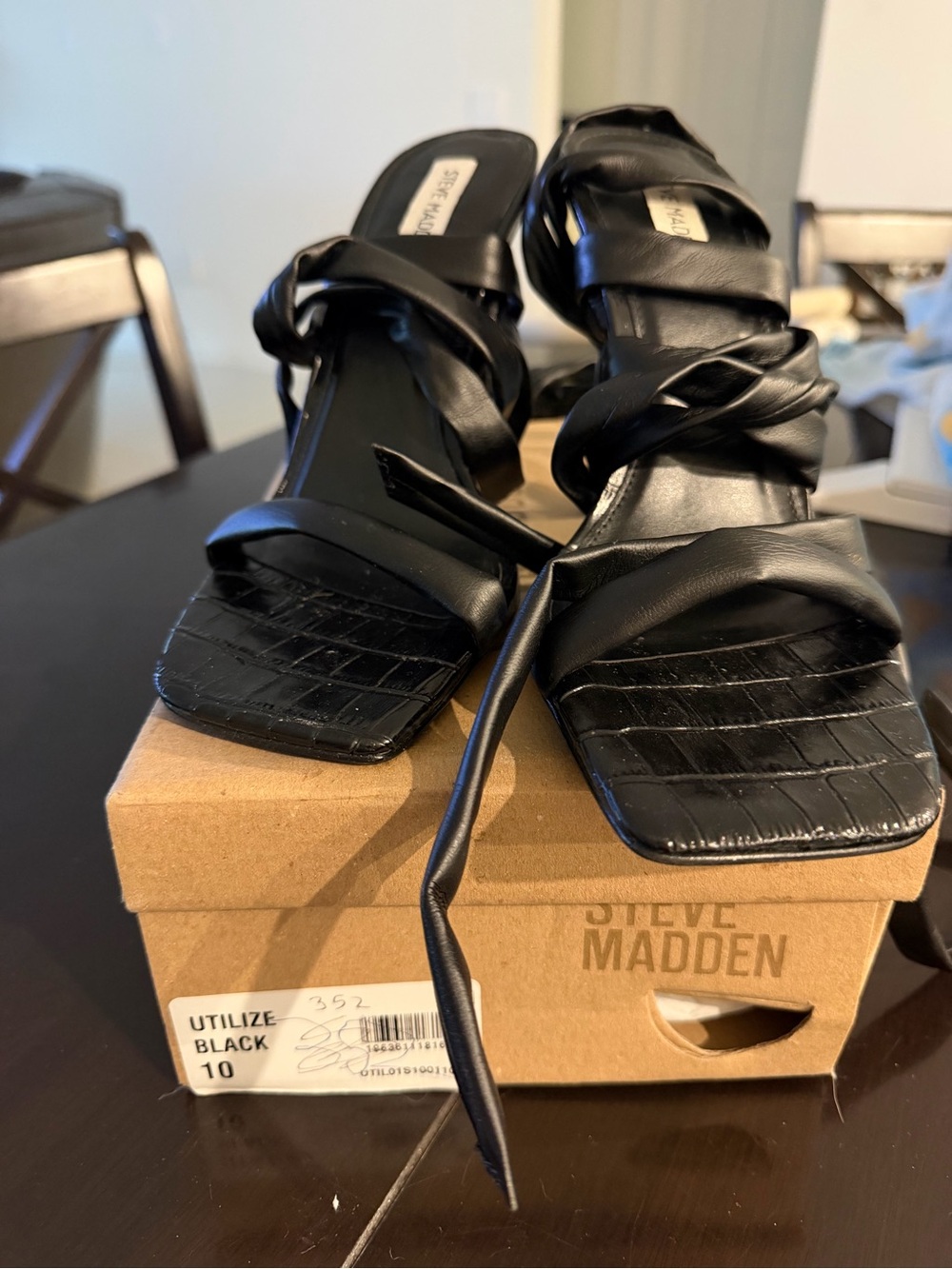 Steve Madden Black Wrap-Around Stiletto Sandal - Picture 3 of 7
